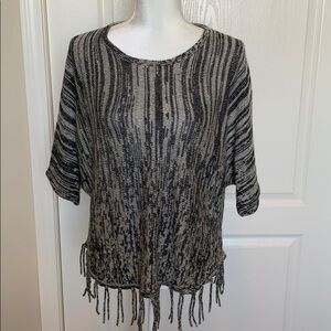 Domain Short Sleeve Sweater with Fringe #123